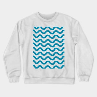 Blue horizontal wavy lines pattern Crewneck Sweatshirt